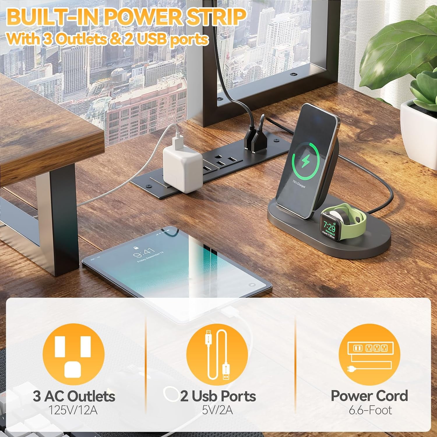 Homieasy L Shaped Computer Desk with Hutch, Reversible Gaming Desk with Monitor Stand & Storage Shelf, Corner Desks Home Office Desk with Power Outlets & LED Lights, Rustic Brown