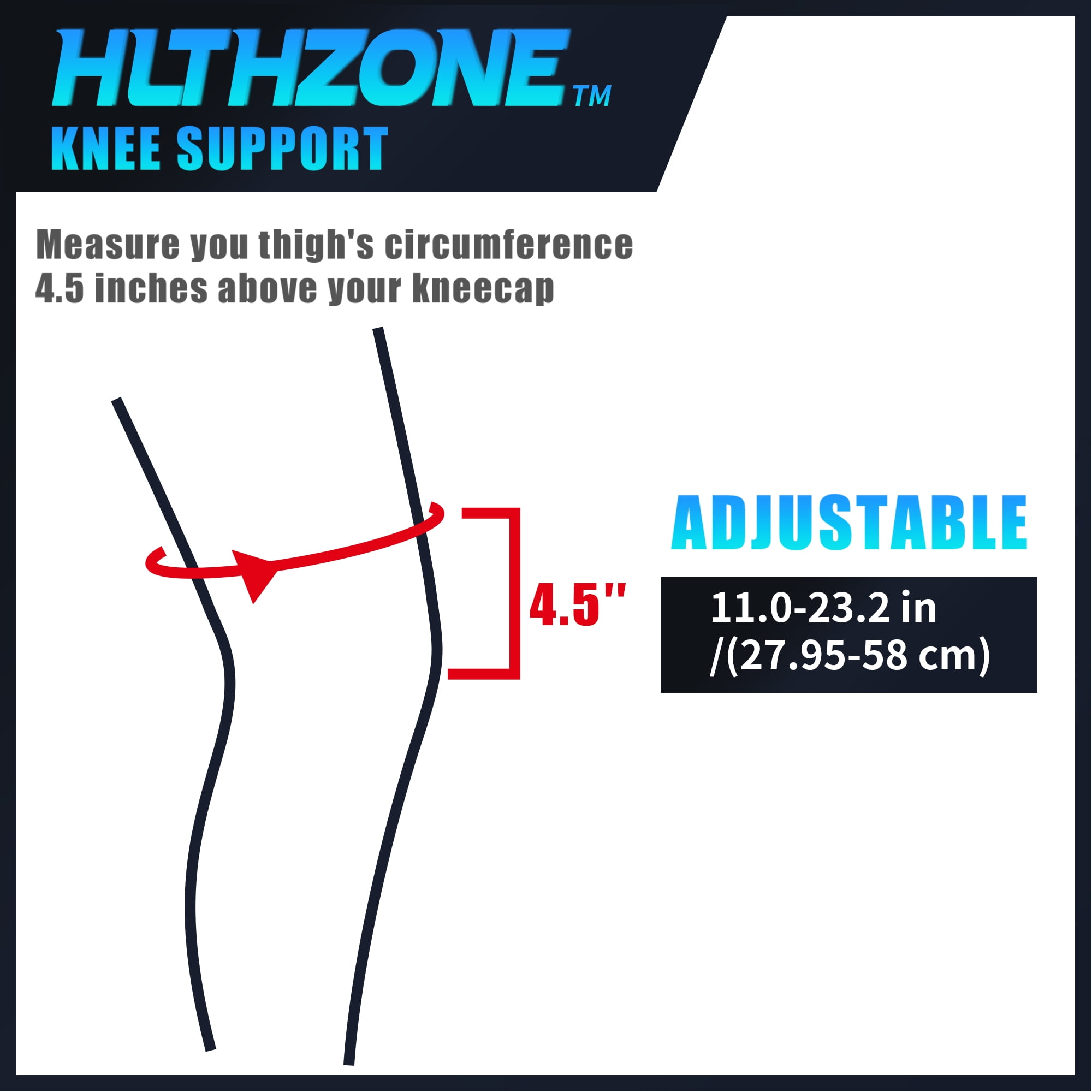HLTHZONE Hinged Knee Brace with Side Stabilizers for Knee Pain – Adjustable Knee Support for Meniscus Tear, Arthritis & ACL, Fits 12"–23", Black/Blue