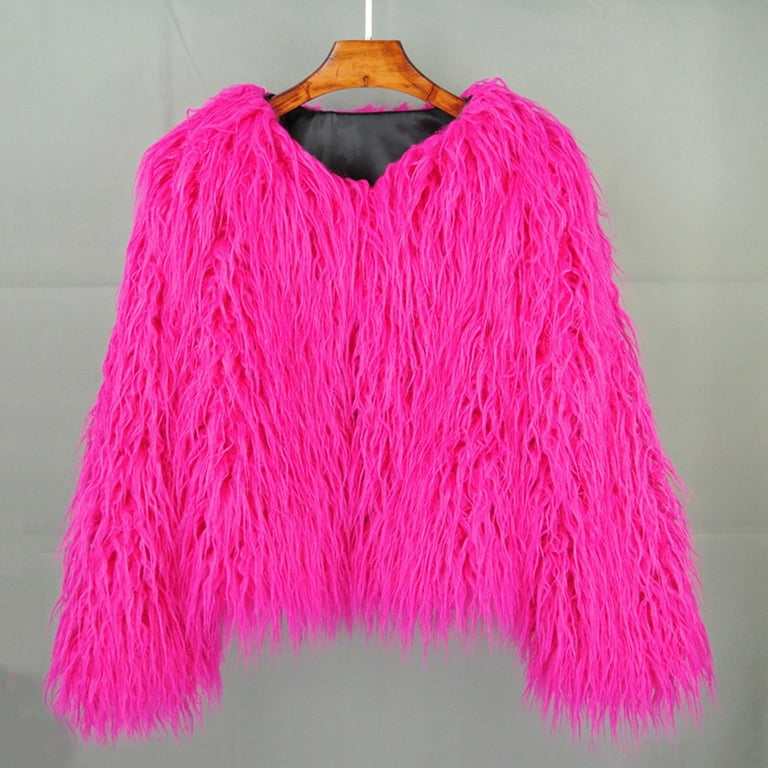 Art Class Girls Youth 10-12 Shag Carpet Faux Fur Cropped Sweater CUTE WILD  Pink