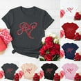 thumbnail image 5 of Jewelreauty Women Valentine's Day Shirts Short Sleeve Letter Heart Graphic T-Shirts Casual Pullover Tunic Tops (XL, B Khaki), 5 of 5
