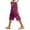 Dark Purple, variant on Women's Solid Color Elastic Waist Loose Fit Casual Pants with Functional Side Buttons and Three Quarter Length