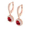 thumbnail image 2 of 2.235 ct Lever-Back Drop Dangle Earrings for Women | 6mm Round Cut Simulated Ruby | 18K Rose Gold, 2 of 5
