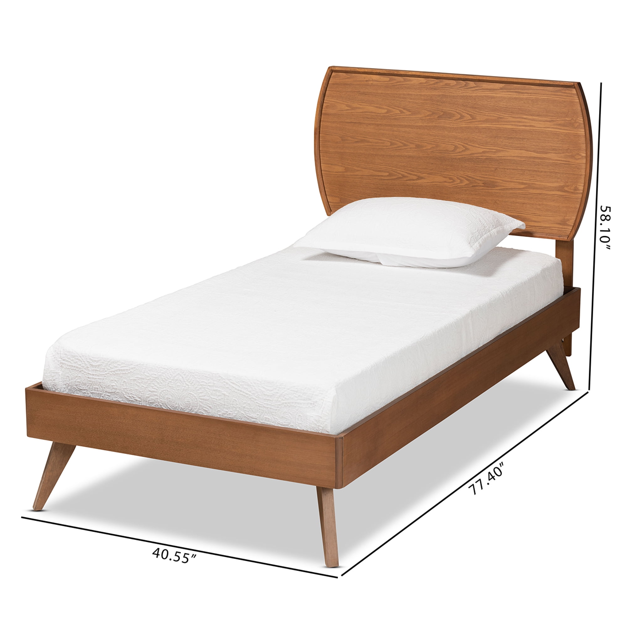 Baxton Studio Aimi Mid-Century Engineered Wood Platform Bed, Twin, Walnut Brown