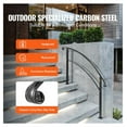 thumbnail image 3 of 4-Step Handrail Matte Black Stair Railing Wrought Iron Handrails for Outdoor Steps, Fits 1-4 Steps, Installation Kit Included, 3 of 7