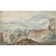 thumbnail image 3 of Jan Brueghel The Elder 24x16 Black Modern Framed Museum Art Print Titled - Landscape with Village Near Crossroads and Distant View (17th Century), 3 of 5