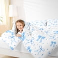 thumbnail image 4 of Erosebridal Blue Ribbon Bowknot Kids 7pcs Bedding Comforter Set,Kawaii Bowtie Cute Geometric Rhombus Queen Bedding Sets For Girls,Reversible, 4 of 7