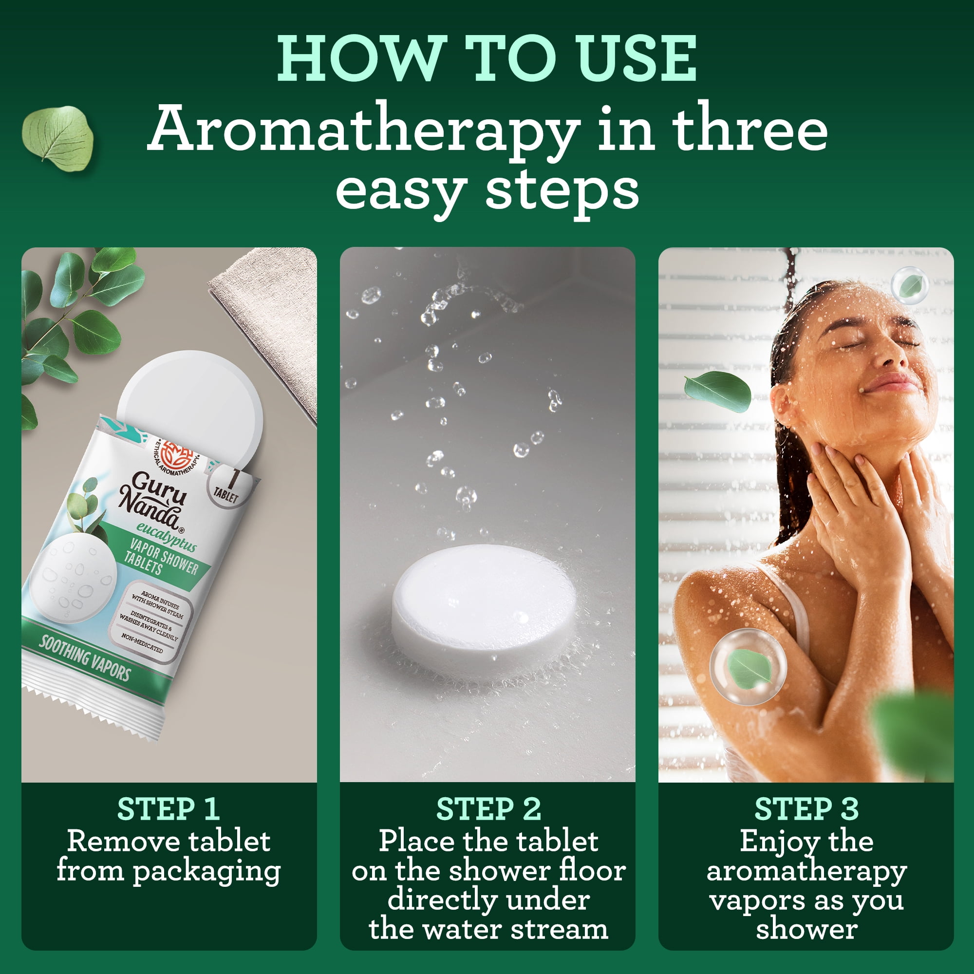 GuruNanda Eucalyptus Vapor Shower Tablets - Pack of 30