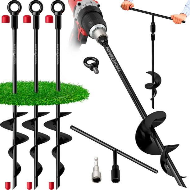 Ancla de Tierra Tech2Each Heavy Duty 45cm Paquete de 4 con Broca