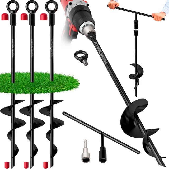 Ancla de Tierra Tech2Each Heavy Duty 45cm Paquete de 4 con Broca
