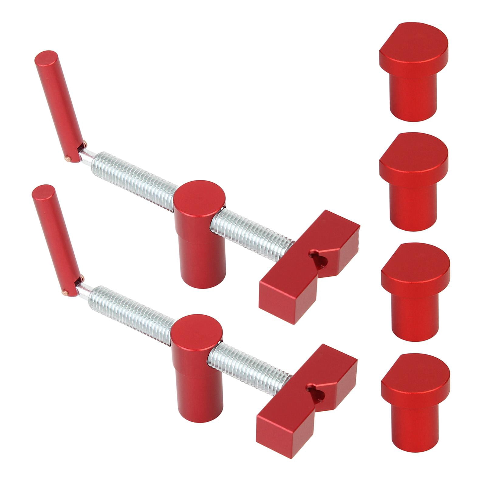 figatia 3/4'' Dog Hole Clamp Adjustable 20mm Dog Holes Stop Desktop Clip 2pcs Red with 4 dog