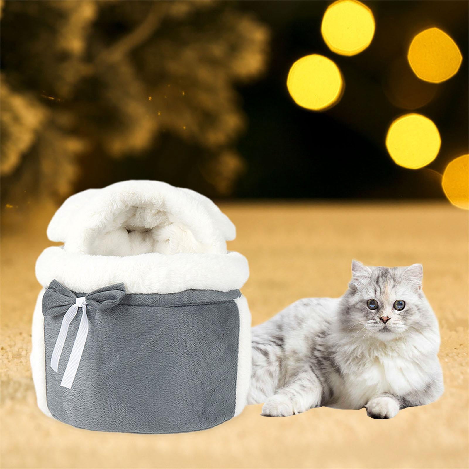 Fzaqwen Pet Hanging Chest Bag Small Cat Dogs Backpack Winter Plush Pets Cage for Cycling M