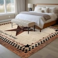 thumbnail image 4 of Western Star Brown Area Rugs 5'x7', Small Throw Rugs for Laundry Room Playroom, Texas Stars Retro Farmhouse Buffalo Plaid Indoor Outdoor Rug Non-Slip Low Pile Carpet Runner Reversible Floor Mats, 4 of 8