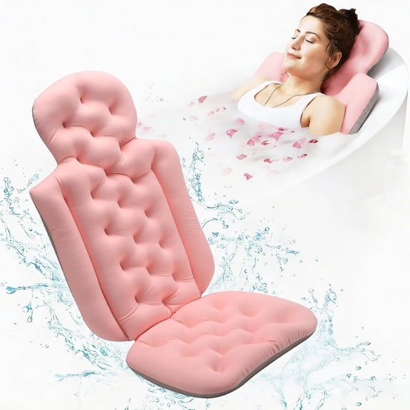 Full Body Bath Pillow for Bathtub, Thick Bathtub Cushion, Tub Pillow for Bath for Headrest Neck and Back Support Pink 37" x 16"