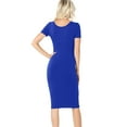 thumbnail image 3 of Womens Short Sleeve Bodycon Fitted Knee Length Midi Dress, 3 of 7