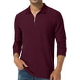 thumbnail image 2 of GIRUNS Men's Polo Shirts Waffle Knit Long Sleeve Quarter Zipper Polo T Shirt Casual Tee, 2 of 6