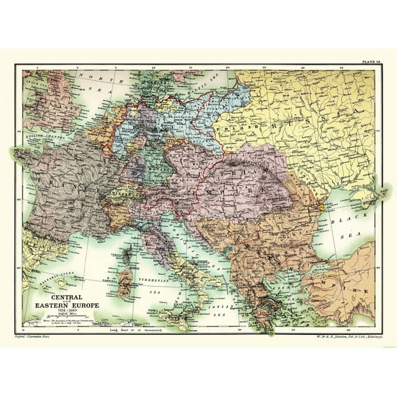 Historic Map - Eastern Europe 1814-1863 - Poole 1902 - Vintage Wall Art