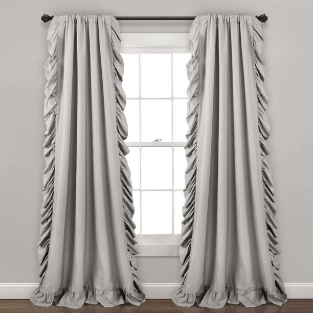 Lush Decor Reyna Ruffle 84 X 54 Solid, Light Gray Curtains