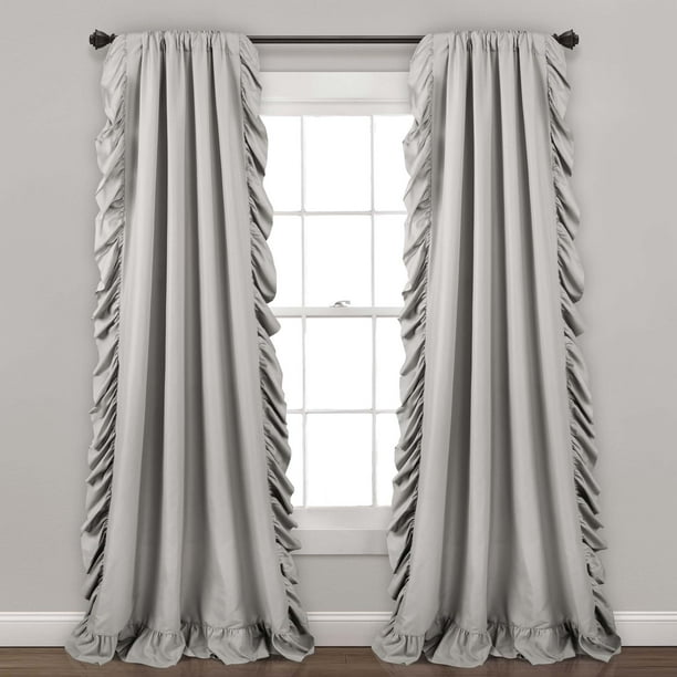 Lush Decor Reyna Ruffle 84 X 54 Solid Light Gray 100 Polyester 3 Rod Pocket 2 Pc Set Window Panel Com Lush Decor Reyna Ruffle 84 X 54 Solid, Light Gray Curtains