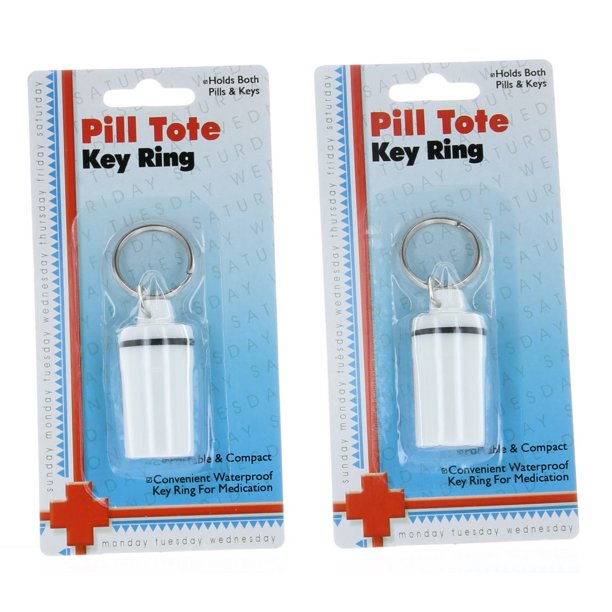 Lot of 2 Waterproof Keychain Pill Holders Key Ring Tote Travel