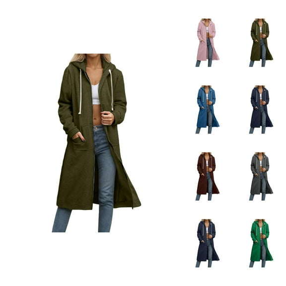 Hoodies for Women Womens Oversized Hoodie Women's Long Sleeve Zip Up Hooded Sweatshirt Jacket Casual Loose Fit Cardigan Outwear For Fall Winter Daily Wear Green - L