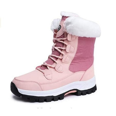 

Women s Lace Up Winter Snow Boots Mid Calf Waterproof Ice Ankle Boot Size 5.5