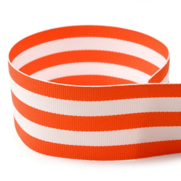 7/8“ Orange & White Taffy Striped Grosgrain Ribbon - 20 Yards - USA Made