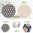 thumbnail image 4 of Yayeee 6 PCS Drink Coasters with Holder Set Woven Absorbent Round Tabletop Hot Pad, Elegant Daisy Pattern, 4 of 7