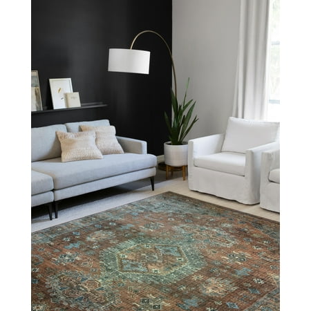 Loloi Skye Terracotta / Sky 8'-0" x 8'-0" Round Area Rug