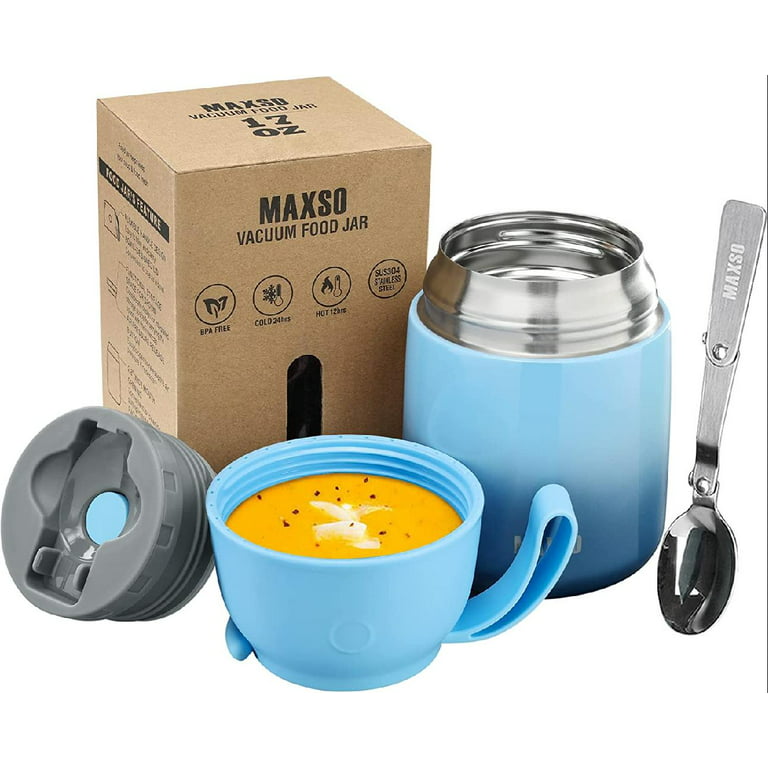 MAXSO Soup Thermo for Hot & Cold Food for Adults Kids, 17 oz Vacuum  Insulated Steel