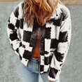 thumbnail image 2 of kamemir Jackets For Women Causal Sherpa Fall Jacket Loose Button Down Plaid Winter Coats(Black,XXL), 2 of 5