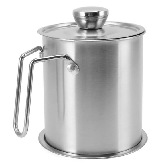 Stainless Steel Bacon Grease Container with Strainer High Temperature Resistance Comfortable Handle Store Frying Oil Cook Grease