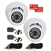 VideoSecu 2 Pack Built-in 1/3'' SONY Effio CCD Day Night Outdoor IR CCTV Security Cameras 600TVL 28 Infrared LEDs Wide A
