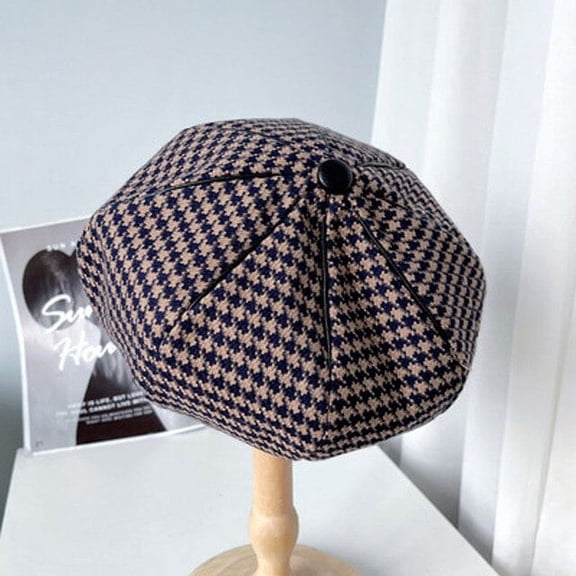 CoCopeaunt Small Fragrant Wind Thousand Birds Ge Beret Autumn Winter Ruffle Pu Inlay Painter Hat British Fan Air Hostess Hat Octagonal Hat