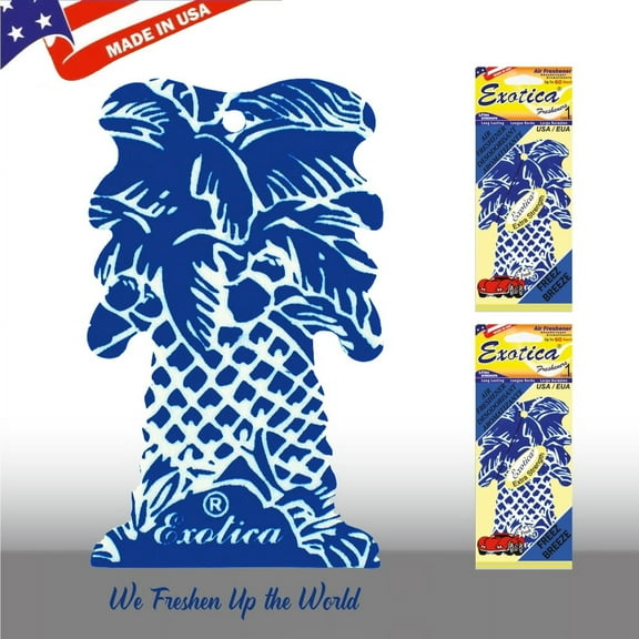 Exotica Car Air Freshener | Hanging Palm Tree | Long Lasting Freshness | for Home & Auto | (Pack of 12) (Freeze Breeze)