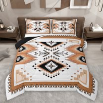 Homewish Wheat Boho Aztec Bedding Comforter Set, Western Bohemian Old Fashion Twin Comforter Sets, Teens Adult Women Men Reversible Bedding Set, Lightweight Room Decor, 2pcs