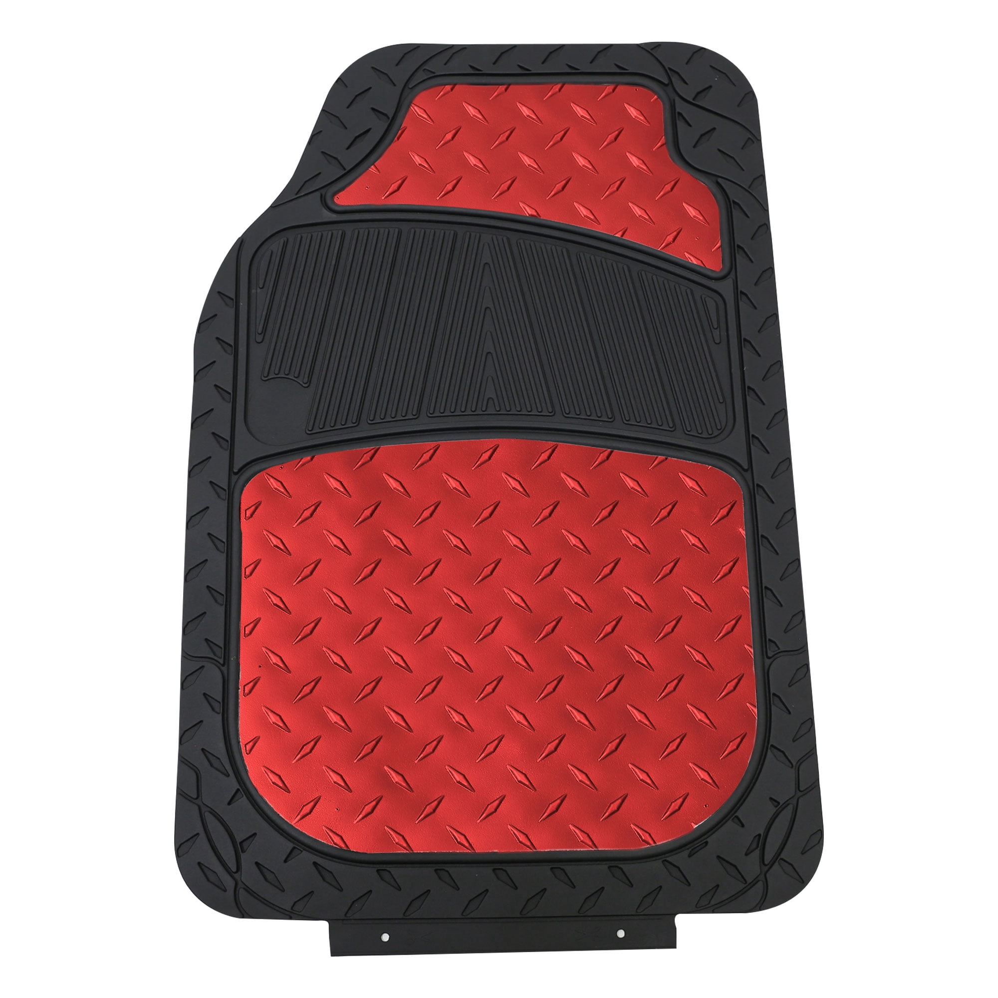 FH Group Climaproof Rubber Car Floor Mat, Universal 4pc Red Floor Mats with Air Freshener