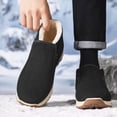 thumbnail image 4 of Men Slip on Warm Thick Fleece Lined Ankle Snow Boots Cozy Plush Lining Cold Weather Casual Booties Lightweight Windproof Footwear Black 8(42), 4 of 5