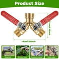thumbnail image 2 of 2 Way Brass Garden Hose Splitter Heavy Duty Long Handle Hose Y Splitter With 3/4 Inch GHT Thread for Most Garden Tube, 2 of 10