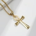 thumbnail image 4 of Coptic Ankh Cross Religious Pendant Necklace for Men Women, Stainless Steel Cross Silver/Gold/Black Cross Pendant with 24" Chain, 4 of 5