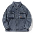thumbnail image 2 of YLSDY Fashion Mens Jean Jackets Casual Denim Coats Single Breasted Outerwear Fall Winter Button Down Trucker Denim Jacket with Chest Pockets Blue XL, 2 of 5