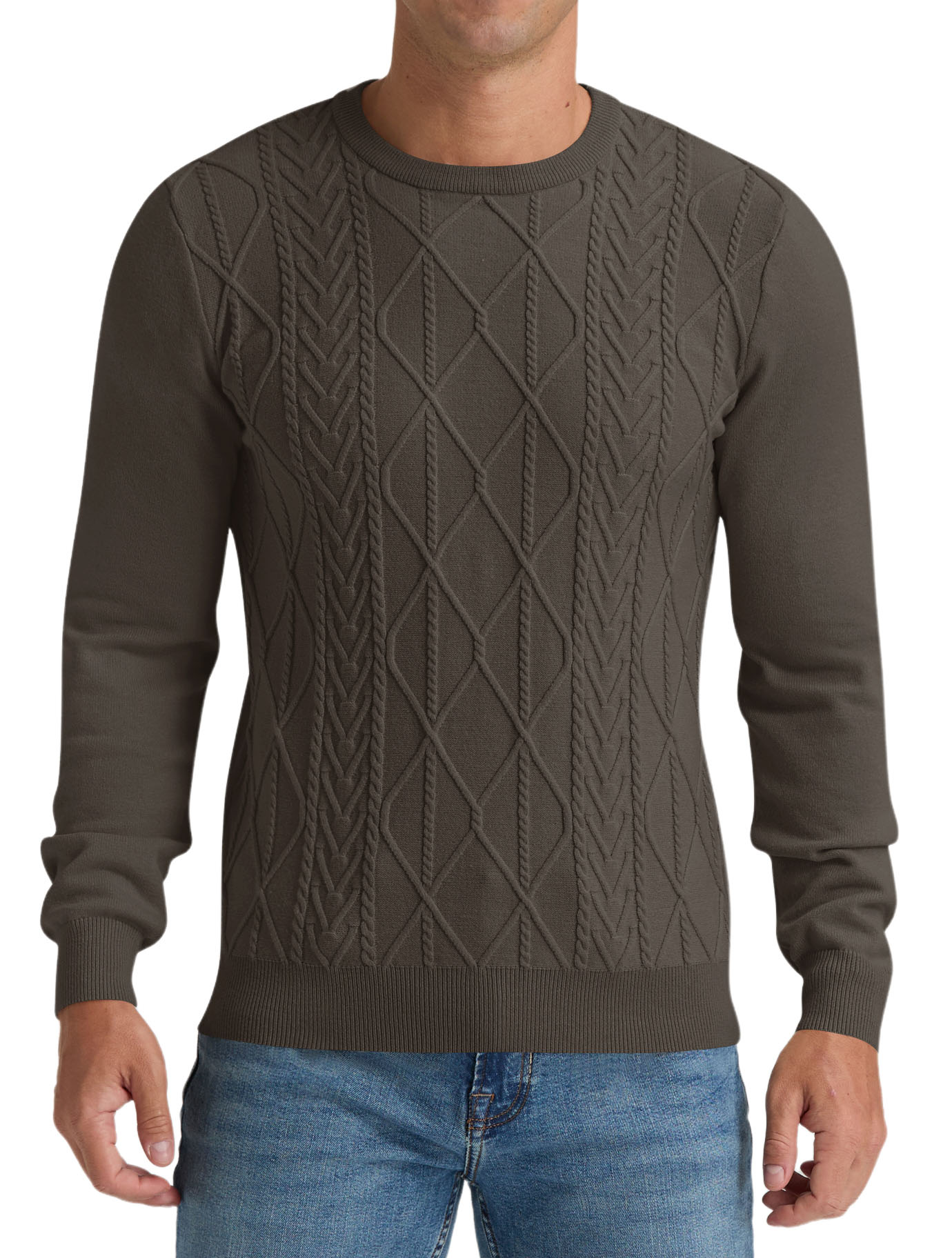 Iceglad Men's Cable Knit Crewneck Pullover Sweater photo 3