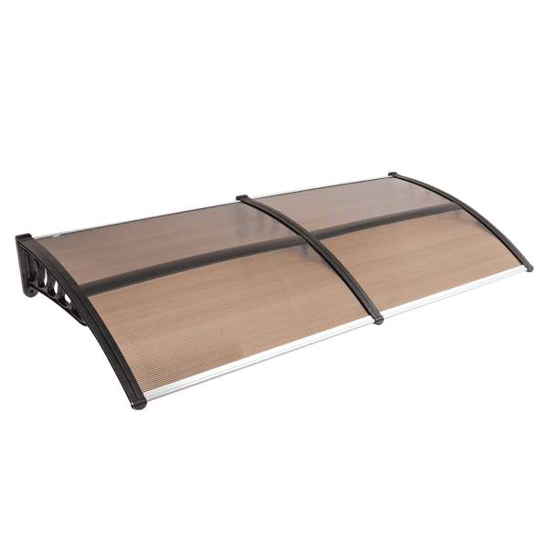 Alvantor Polycarbonate Door Awning with Black ABS Brackets, 78.74 x 39.37 inches, Brown Canopy