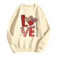 thumbnail image 5 of Sweatshirt for Women Love Heart Graphic Print Long Sleeve Pullover Tops Casual Crewneck Valentine's Day Sweatshirts Beige L, 5 of 5