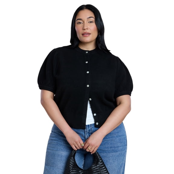 ELOQUII Women's Plus Size Sleeve Cropped Cardigan