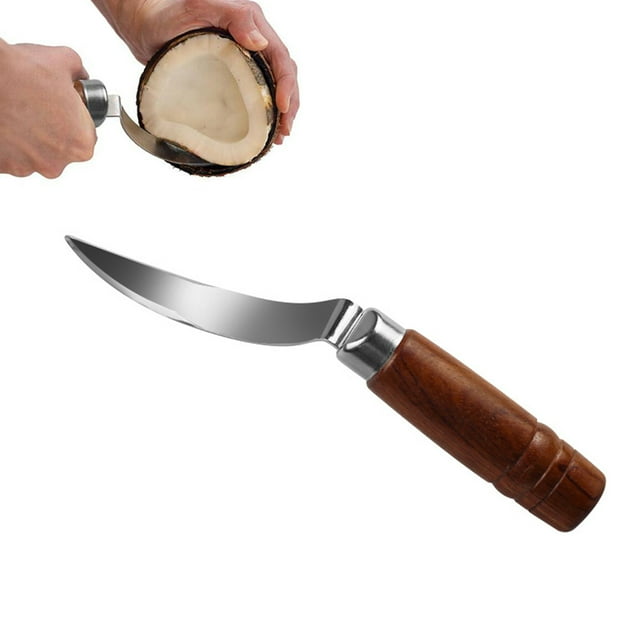 Cuchillo abridor de coco de acero inoxidable, abridor de cáscaras, extractor de carne de frutas y verduras, herramientas de cocina