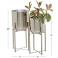 thumbnail image 4 of DecMode 19", 22"H Deep Recessed Dome Silver Metal Planter with Removable Stand (2 Count), 4 of 14