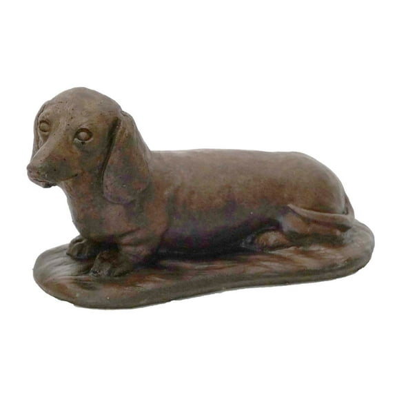 Solid Rock Stoneworks Concrete Mini Dachshund- 6in Tall- Walnut
