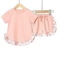 thumbnail image 2 of Odeerbi Toddler Kids Boys Girls Cotton Pajama Sets Soft Comfy Loungewear Set Fashion Cute Solid Color Short Sleeve Top Shorts Home Wear Suit Sleepwear Orange, 2 of 9