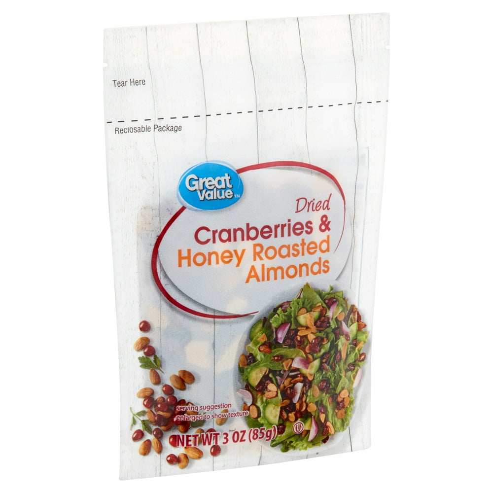 Great Value Dried Cranberries & Honey Roasted Almonds, 3 oz Walmart