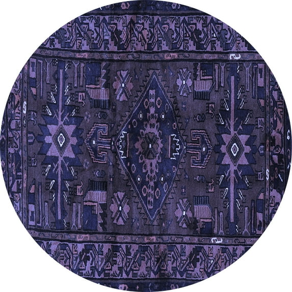 Ahgly Company Indoor Round Persian Blue Traditional Area Rugs, 5' Round
